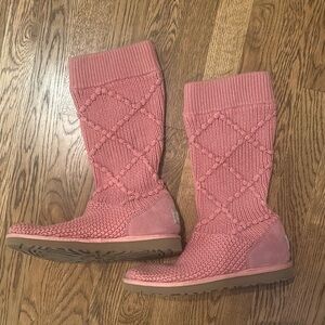 UGG Pink Knit Tall Boots - retro size 9